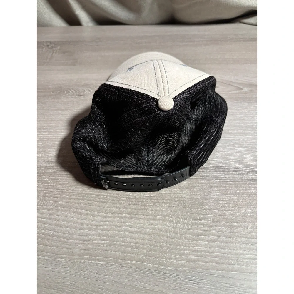 The North Face Youth Trucker Hat Cream Black Mesh Snapback Logo Patch Cap School